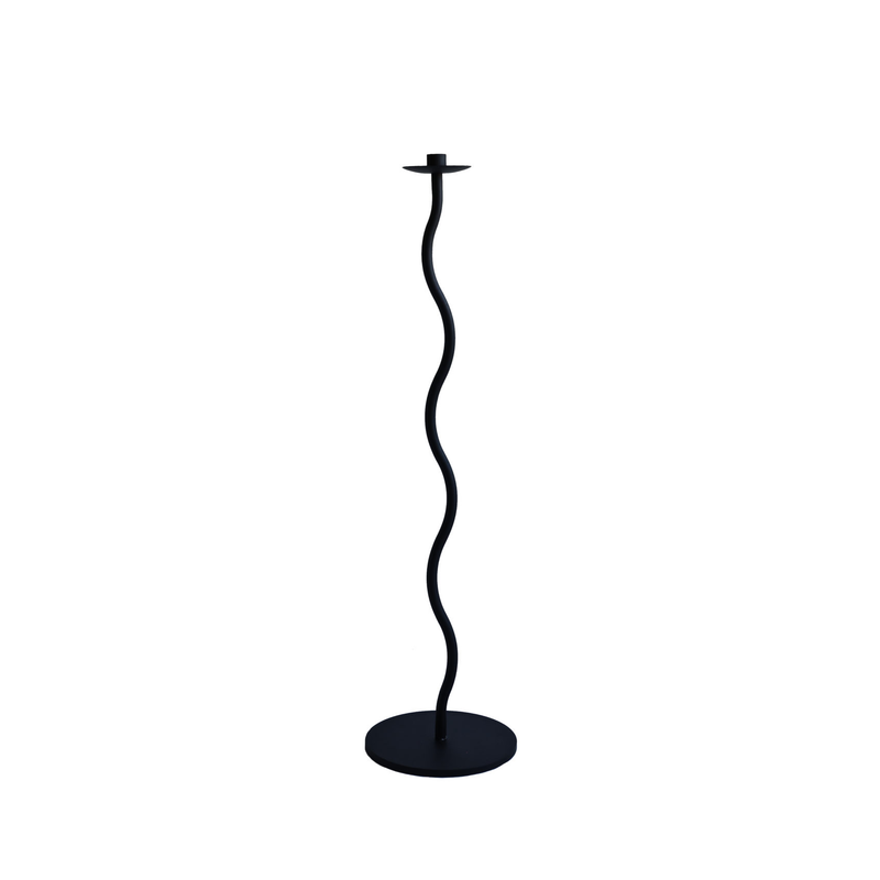 Curved Candleholder Floor Black